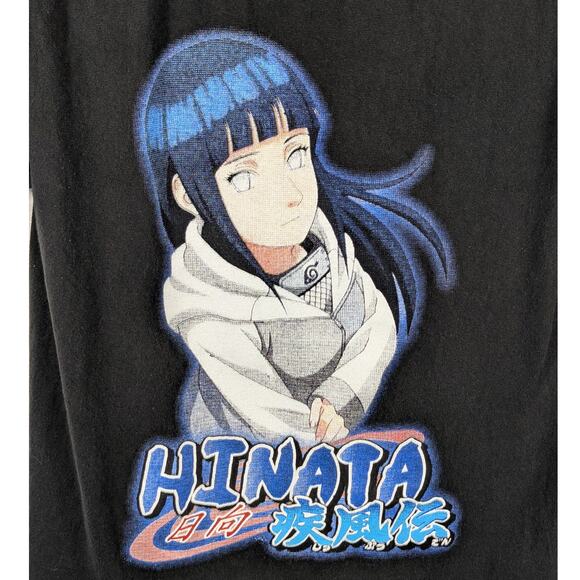 Hinata Naruto Shippuden Anime T-Shirt Small Black Graphic Tee Styled Heavyweight - Picture 2 of 5